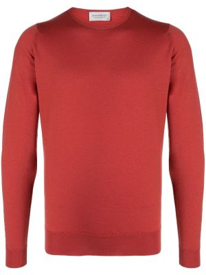 Bluza bawełniana z okrągłym dekoltem John Smedley czerwona