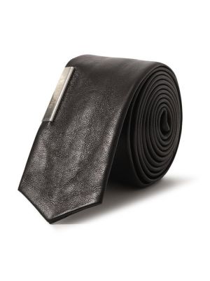 Черный кожаный галстук Drome