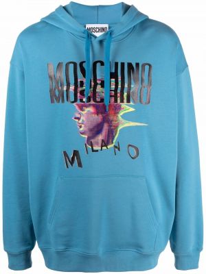 Relaxed fit jopa s kapuco s potiskom Moschino modra