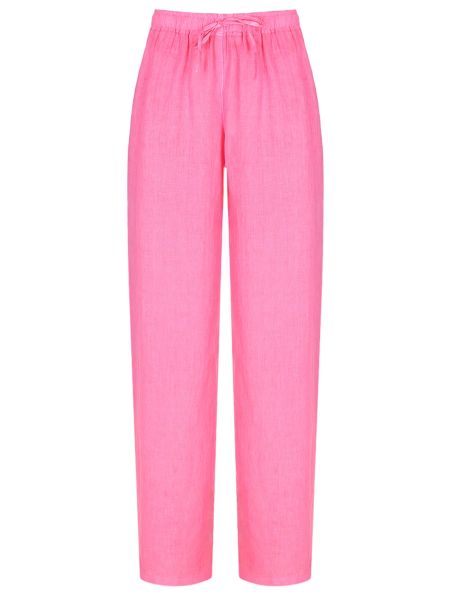 Льняные прямые брюки 120% Lino розовые