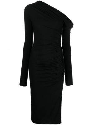 Midi obleka z draperijo Elisabetta Franchi črna