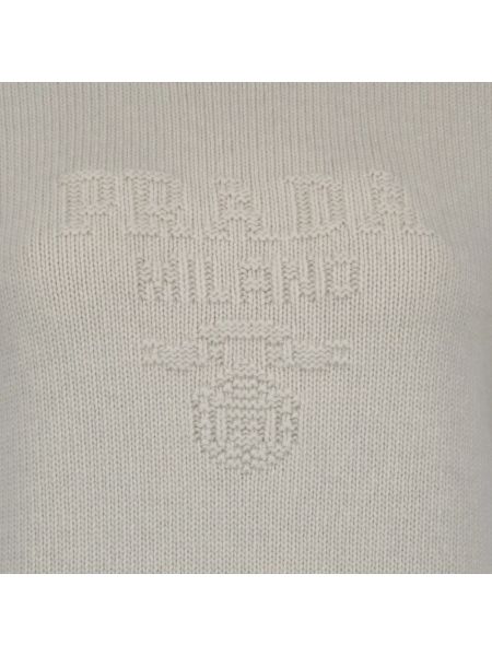 Suéter con bordado de tela jersey de punto Prada blanco