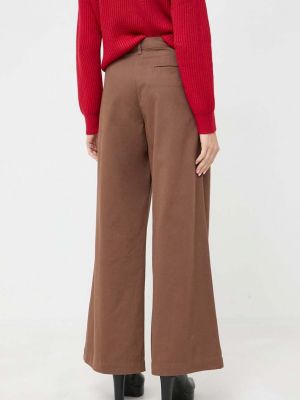 Bavlněné kalhoty s vysokým pasem Pinko hnědé