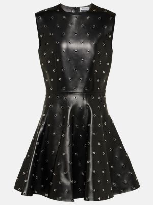 Mini vestido de cuero con tachuelas Alaïa negro