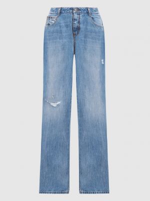 Прямые джинсы с потертостями Ermanno Scervino синие