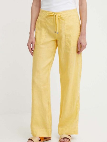 Żółte lniane spodnie Lauren Ralph Lauren