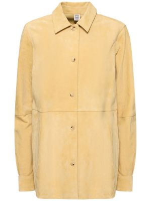 Δερμάτινο πουκάμισο σουέτ Toteme κίτρινο
