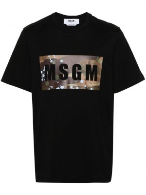 Памучна тениска с принт Msgm черно