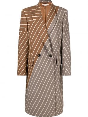 Pruhovaný vlněný dlouhý kabát s knoflíky Stella Mccartney - bílá
