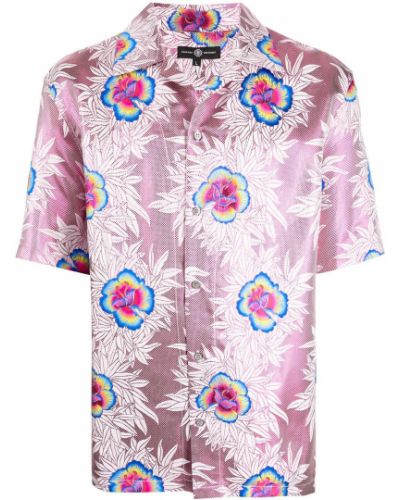 Camisa de raso de flores con estampado Edward Crutchley rosa