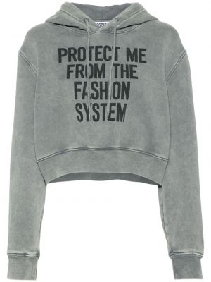 Pamučna hoodie s kapuljačom s printom Moschino siva