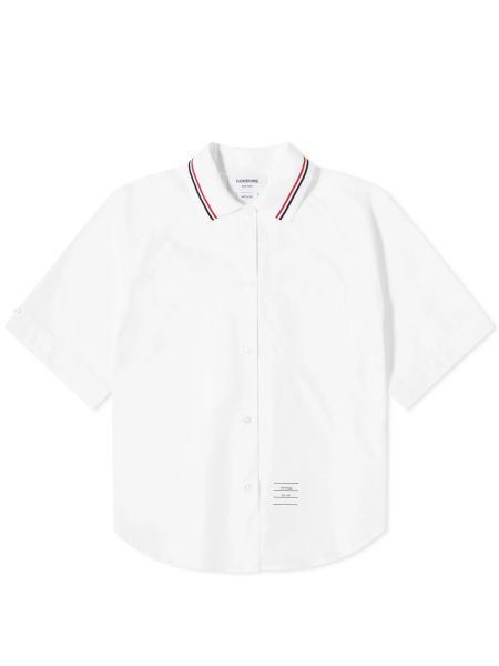 Плиссированная рубашка с коротким рукавом Thom Browne белая