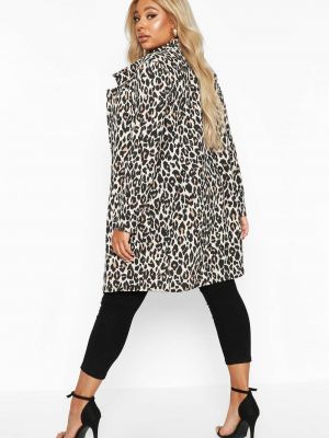 Леопардовое пальто с принтом Boohoo коричневое