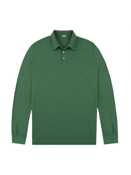 Poloshirt aus baumwoll mit langen ärmeln Zanone grün