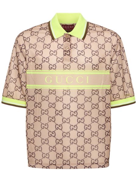 Tinklinis polo marškinėliai Gucci smėlinė