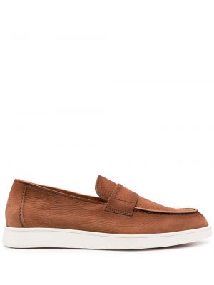 Loafers i läder med slip-on Santoni brun