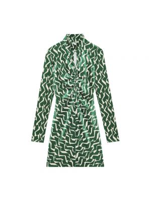 Sukienka mini z nadrukiem w geometryczne wzory Patrizia Pepe zielona