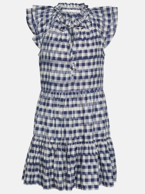 Mini vestido de algodón a cuadros Veronica Beard azul