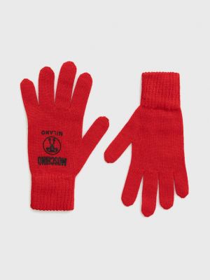 Rękawiczki wełniane Moschino czerwone