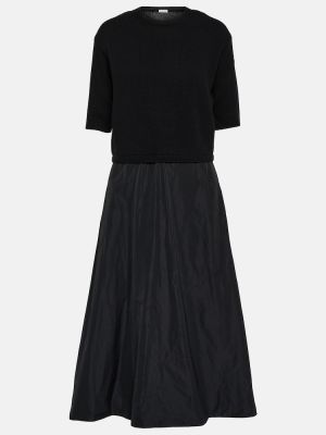 Sukienka midi wełniana Moncler czarna