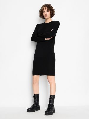Mini vestido de lana merino de punto Armani Exchange negro
