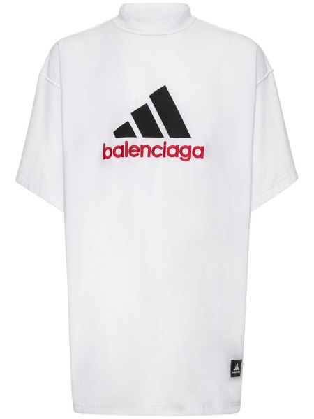 Oversize памучна тениска Balenciaga бяло