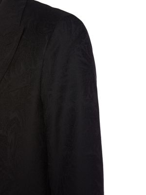 Žakárový bavlněný vlněný oblek Etro černý