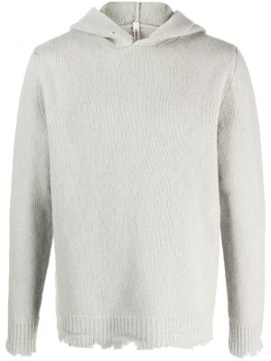 Szary sweter z przetarciami z kapturem Giorgio Brato