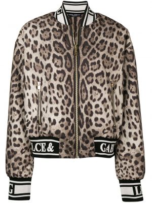 Bomber bunda s potlačou s leopardím vzorom Dolce & Gabbana