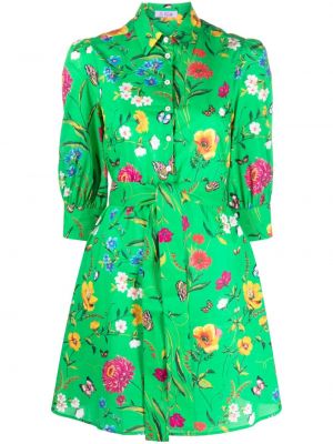 Rochie tip cămașă din bumbac cu model floral cu imagine Mc2 Saint Barth verde