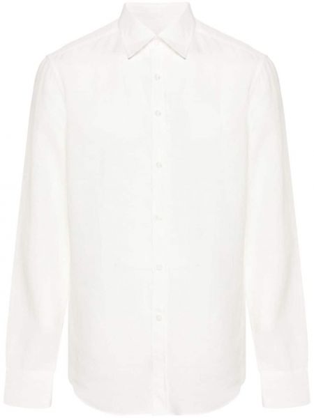 Λινό πουκάμισο Canali λευκό