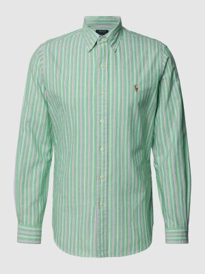Koszula slim fit w paski z długim rękawem Polo Ralph Lauren zielona