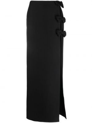 Długa spódnica z kokardką z krepy Valentino Garavani czarna