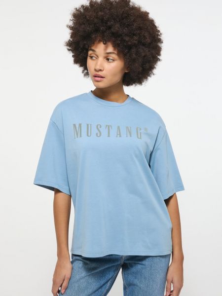 Koszulka z nadrukiem Mustang niebieska