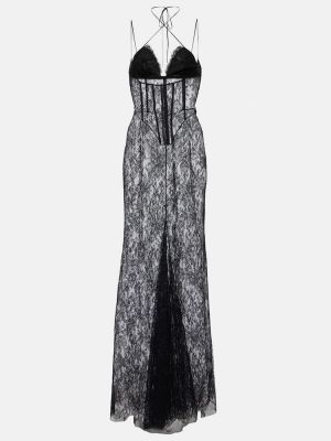 Μάξι φόρεμα με δαντέλα Alessandra Rich μαύρο