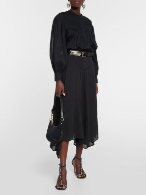 Spódnica midi bawełniana plisowana Marant Etoile czarna