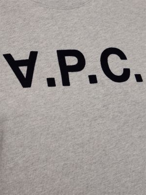 Bavlněné tričko s potiskem jersey A.p.c. šedé
