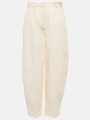 Pamučne hlače ravnih nogavica Toteme bijela