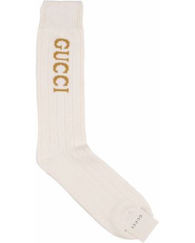 Жакардови памучни чорапи Gucci бяло