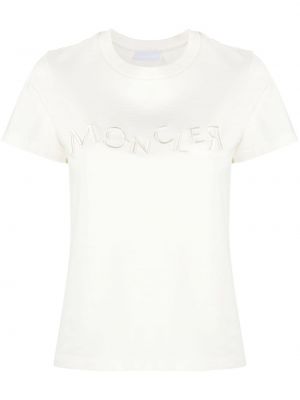 Pamut hímzett póló Moncler fehér