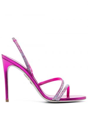 Satin sandale mit kristallen Rene Caovilla pink
