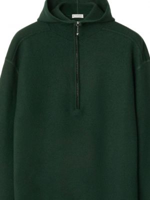 Vilnonis džemperis su gobtuvu su užtrauktuku Burberry žalia