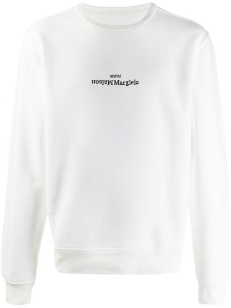 Ned brodert sweatshirt Maison Margiela hvit