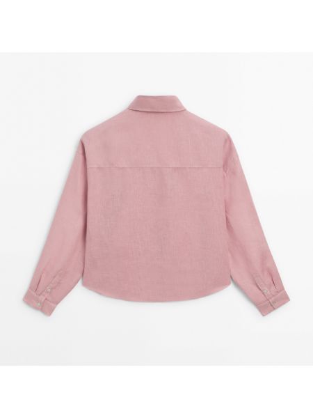 Льняная рубашка Massimo Dutti розовая