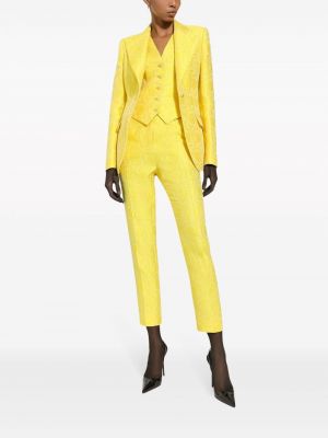 Žakárové bavlněné kalhoty Dolce & Gabbana žluté