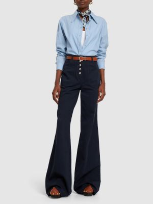 Bootcut džínsy s vysokým pásom Etro modrá
