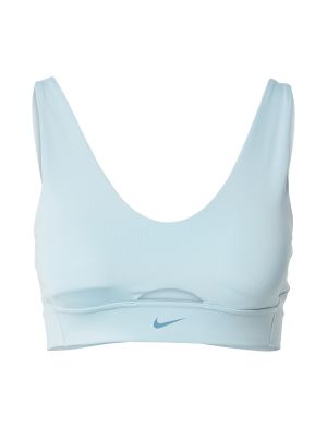 Jednofarebná športová podprsenka s potlačou z polyesteru Nike - modrá