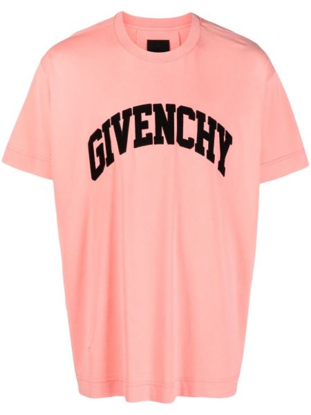 Bavlněné tričko s potiskem Givenchy růžové