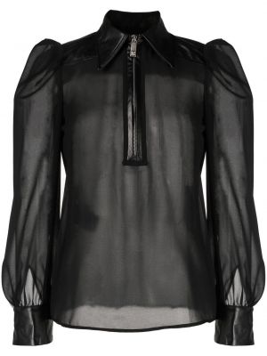 Прозрачна копринена блуза John Richmond черно