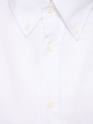 Péřová bavlněná košile s knoflíky Brunello Cucinelli modrá